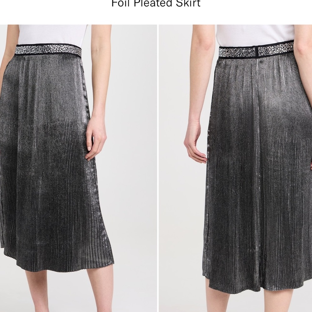 Le Superbe ShopBop silver foil pleated shimmer skirt small